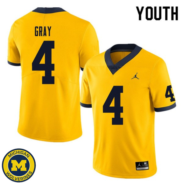 Youth Michigan Wolverines #4 Vincent Gray Yellow Player Jersey